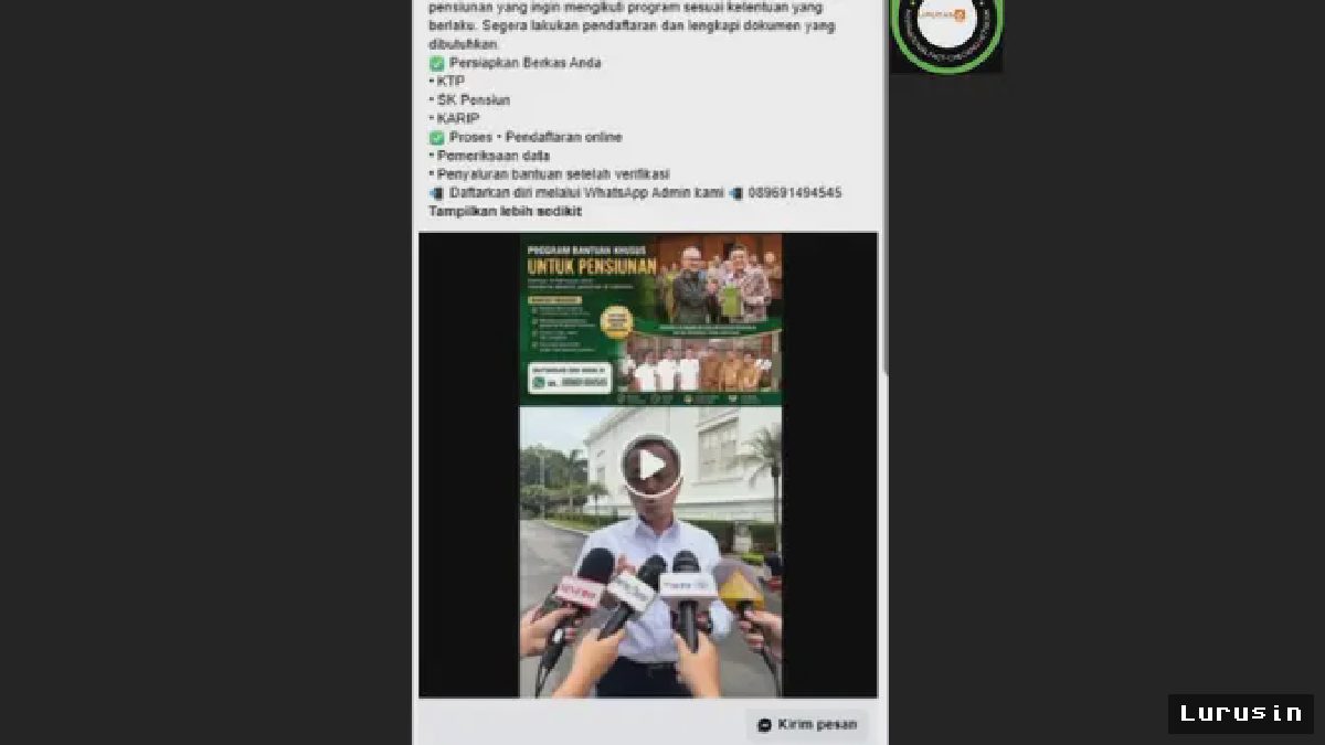 Video Palsu Mensesneg Prasetyo Hadi Soal Bantuan Dana Pensiun