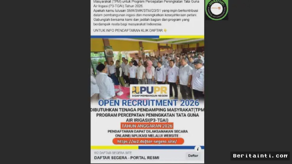 Jakarta — Klaim Rekrutmen Pendamping P3-TGAI 2026 Dipastikan Hoaks