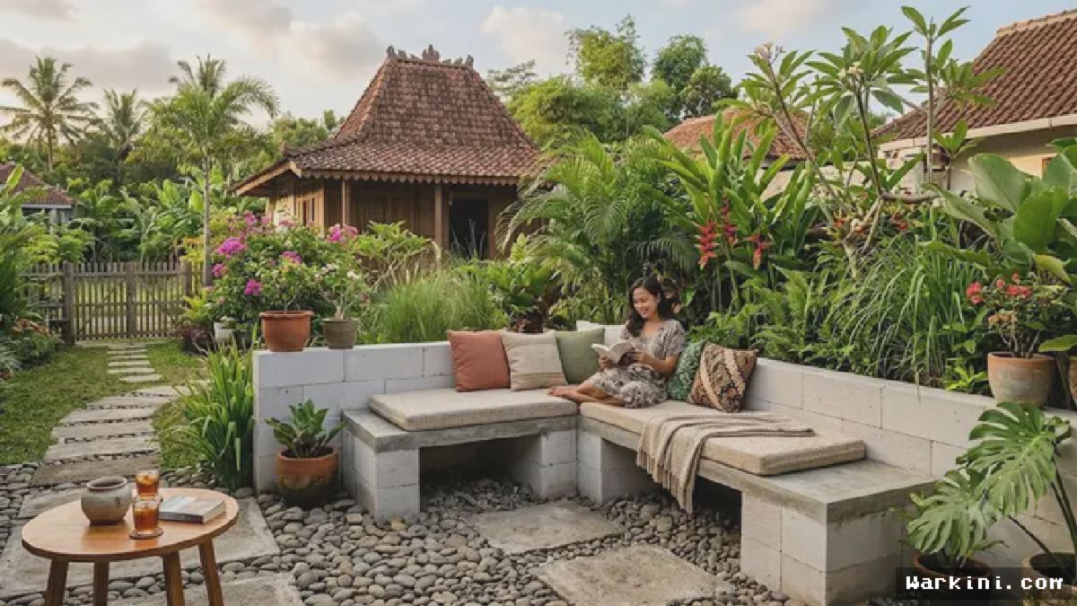 Bangku Bata Ringan Curi Perhatian di Taman Outdoor Living Modern