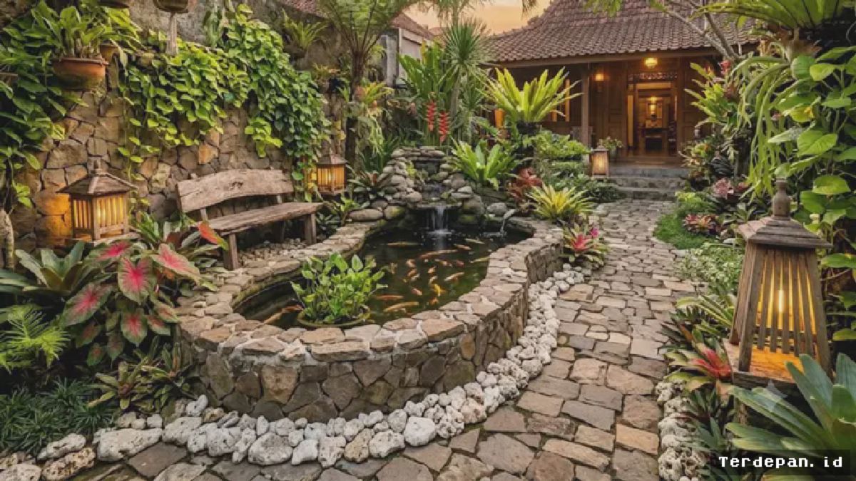 Tren Desain Taman Depan Rumah Kini Gabungkan Kolam dan Koral