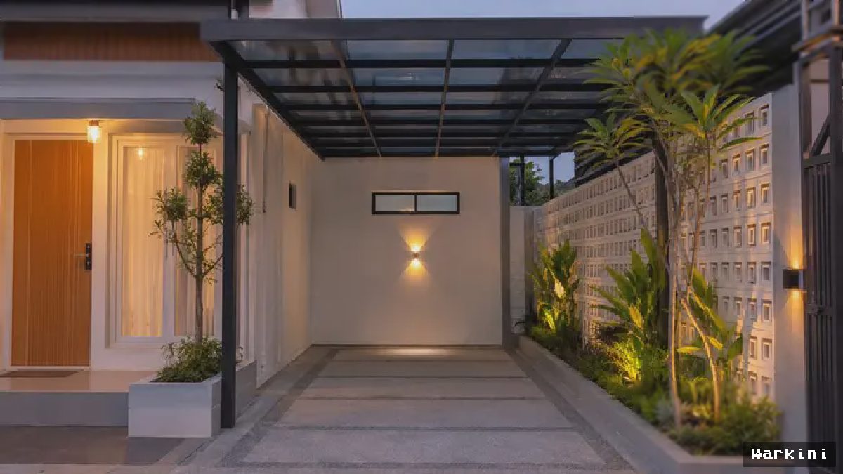 Desain Carport Samping Rumah Type 45: Kombinasi Roster dan Taman Kecil