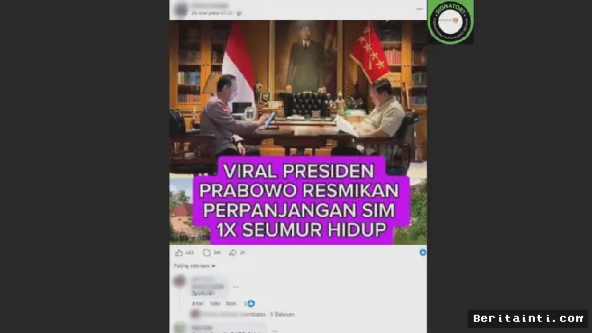 Cek Fakta Liputan6.com Temukan Klaim Prabowo Resmikan SIM Seumur Hidup