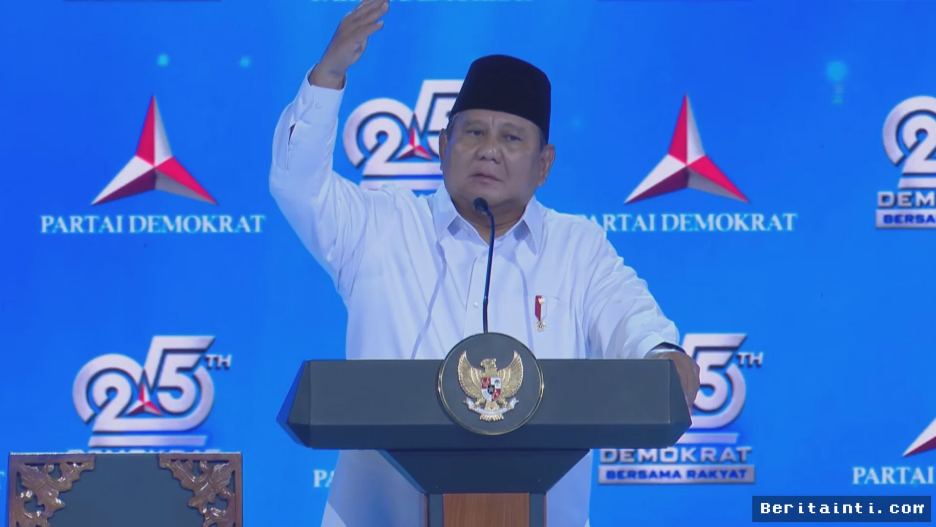 Prabowo Puji Kedewasaan Politik Partai Demokrat Saat Menghadiri HUT ke-25