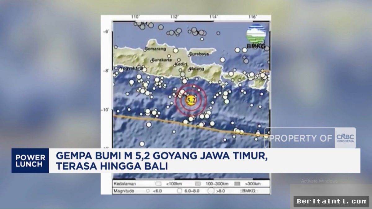 JAWA TIMUR — Gempa Magnitudo 5,2 Guncang Jawa Timur Hingga Bali