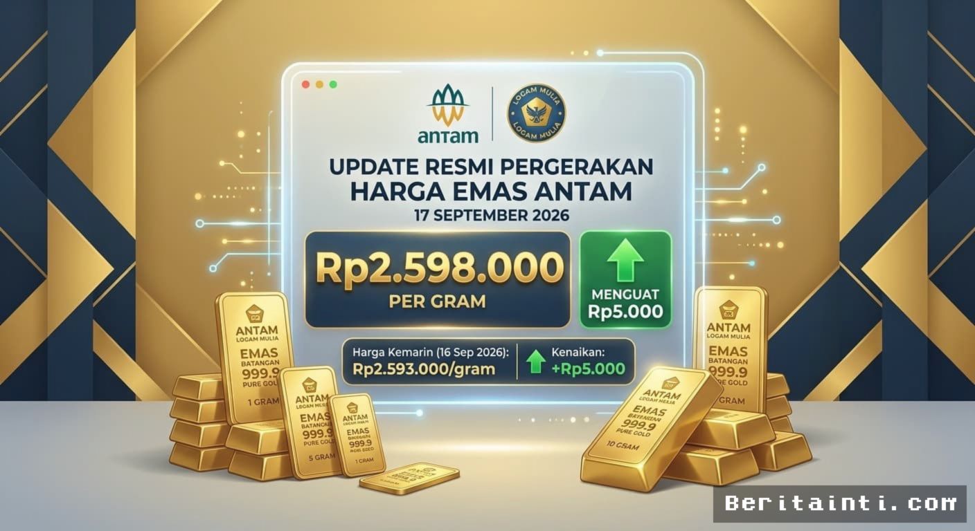 JAKARTA — Harga Emas Antam Naik Rp5.000 Menembus Rp2.598.000 Per Gram