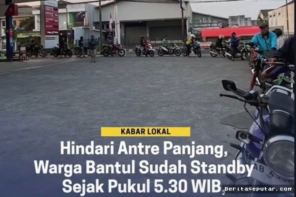 Bantul — Warga Rela Antre BBM Sejak Subuh di SPBU Janti