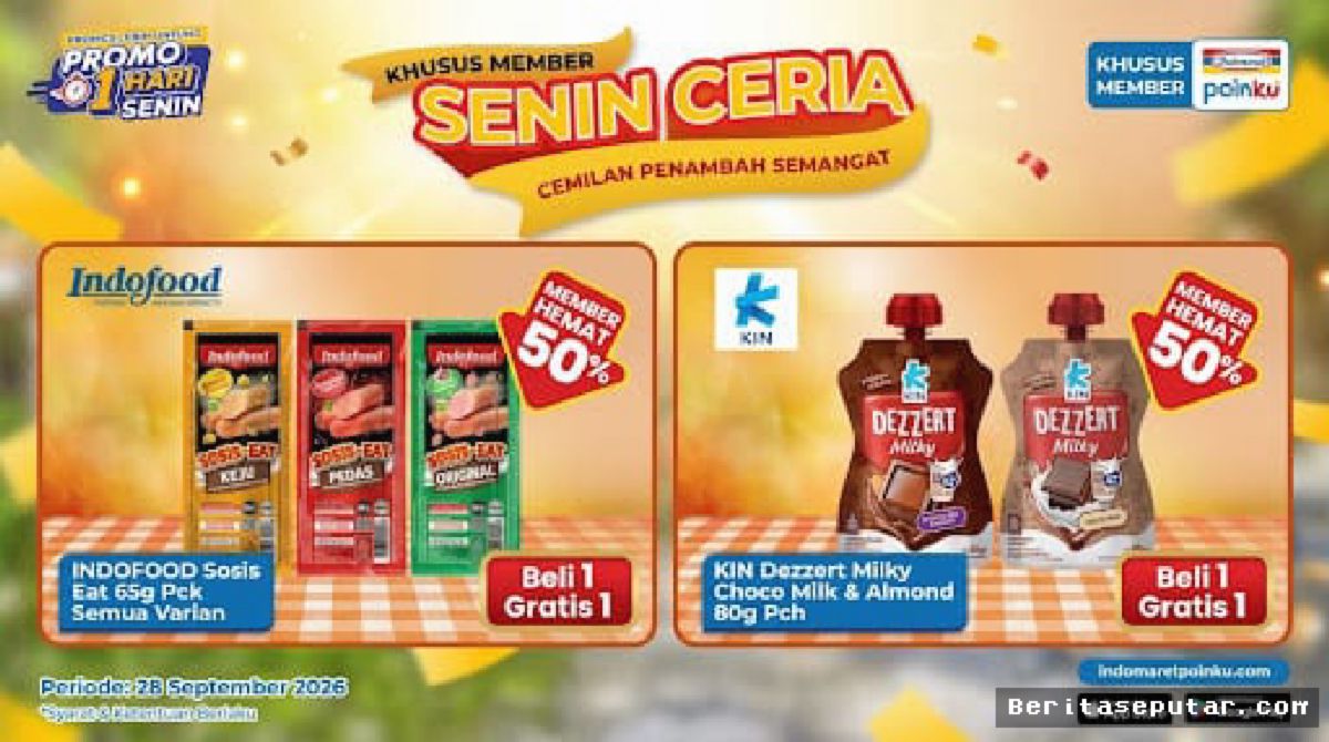 Indomaret Gelar "Senin Ceria", Beli 1 Gratis 1 Cemilan Favorit