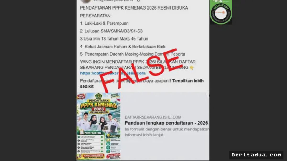 JAKARTA — Tautan Pendaftaran PPPK Kemenag 2026 Terbukti Hoaks Digital
