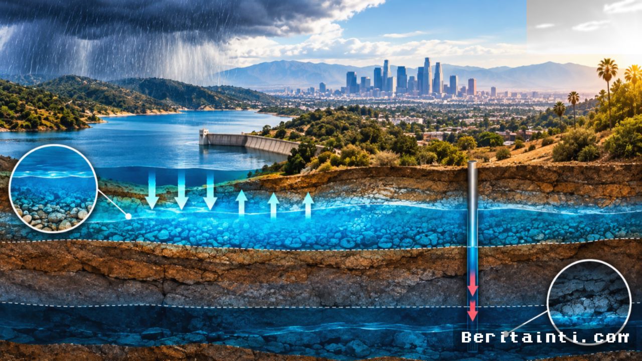 LOS ANGELES — Badai Ekstrem 2023 Hanya Pulihkan 25 Persen Air Tanah Dalam