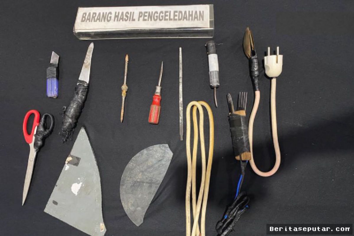 LAPAS SEMARANG — Petugas Sita Senjata Tajam Rakitan dari 32 Sel Hunian