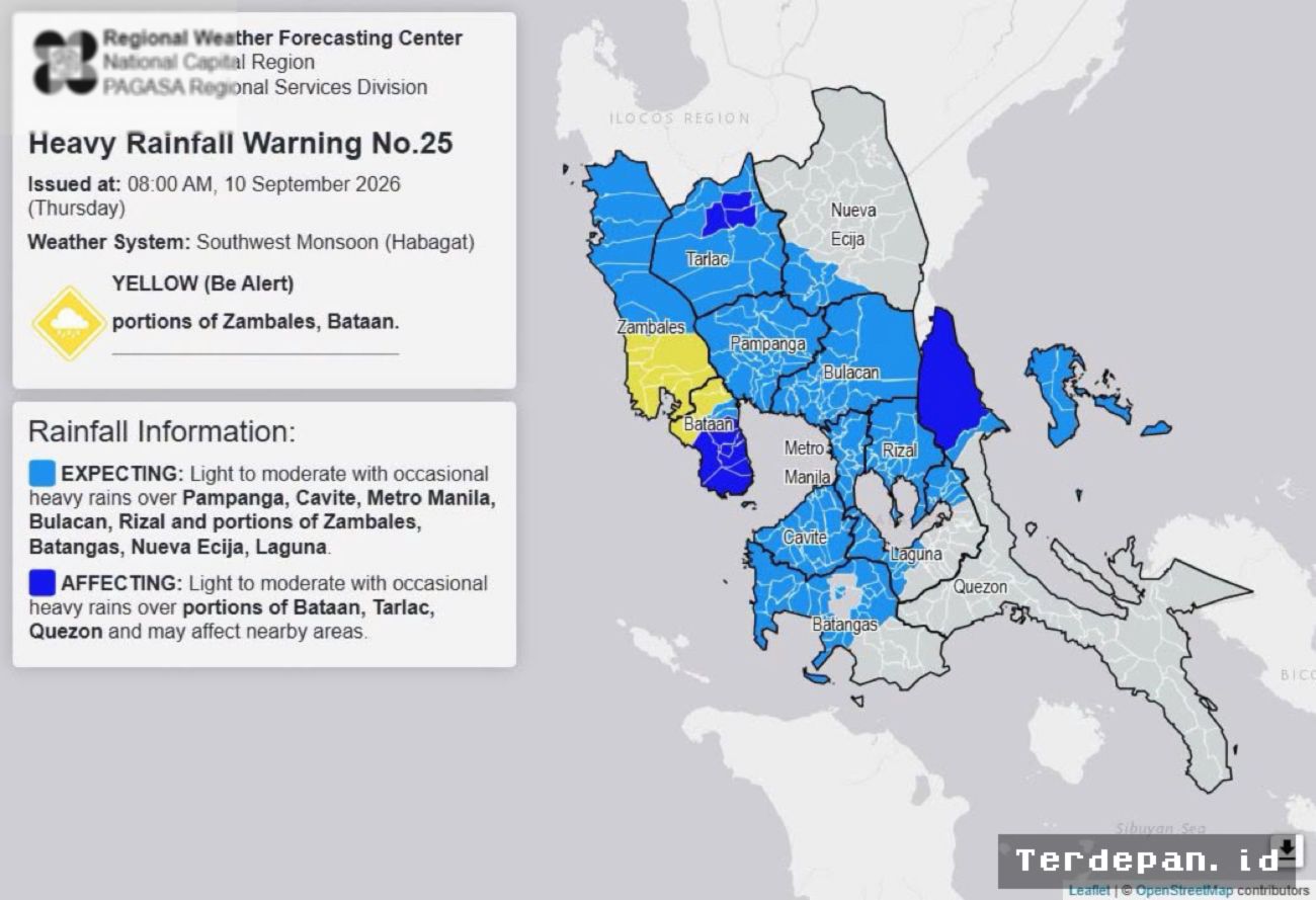 FILIPINA — Pagasa Rilis Peringatan Dini Hujan Lebat di Bataan dan Zambales