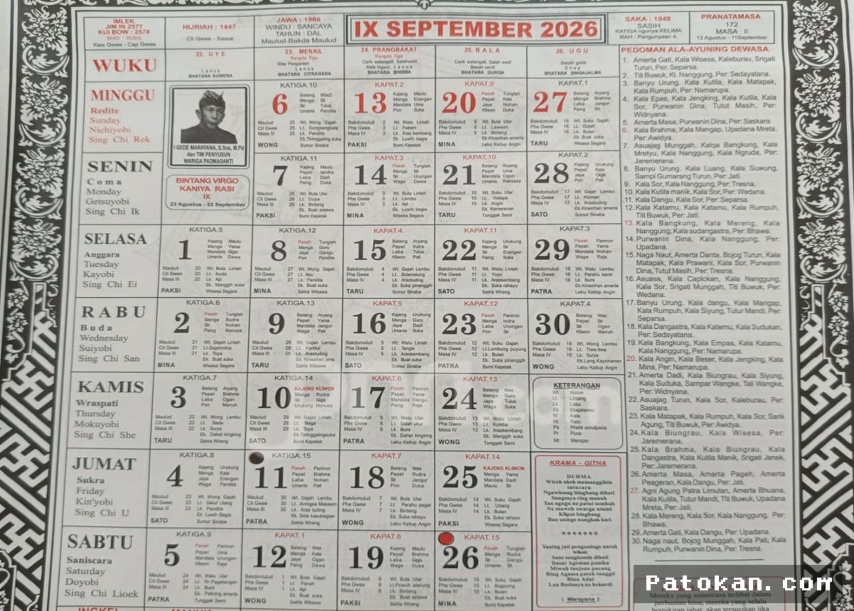 Kalender Bali 13 September Imbau Tunda Pernikahan dan Rapat