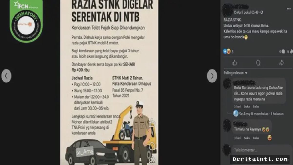 NTB — Bapenda Pastikan Poster Razia Pajak STNK Beredar Hoaks