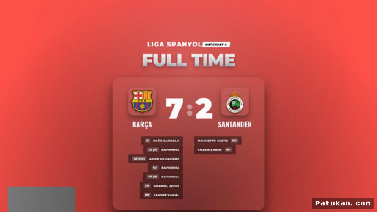 BARCELONA — Barça Lumat Santander 7-2, Raphinha Cetak Hat-trick