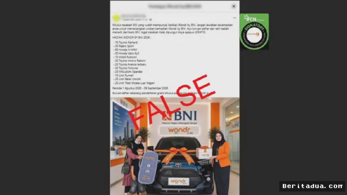 JAKARTA — Link Palsu Undian Berhadiah BNI 2026 Ancam Data Nasabah