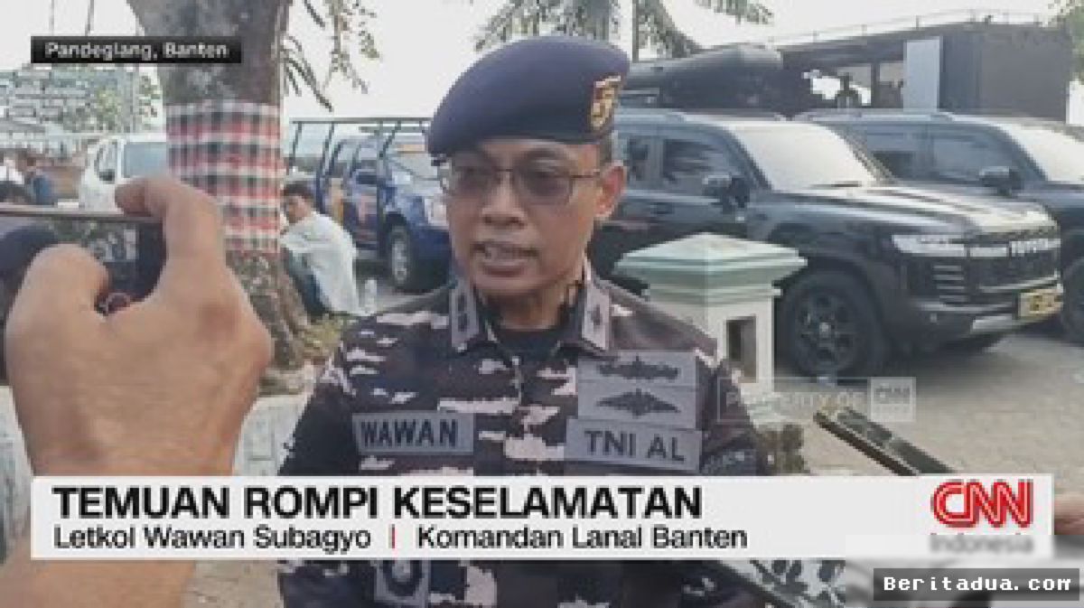 BANTEN — Lanal Banten Tanggapi Temuan Rompi Speedboat Arupadatu Satu