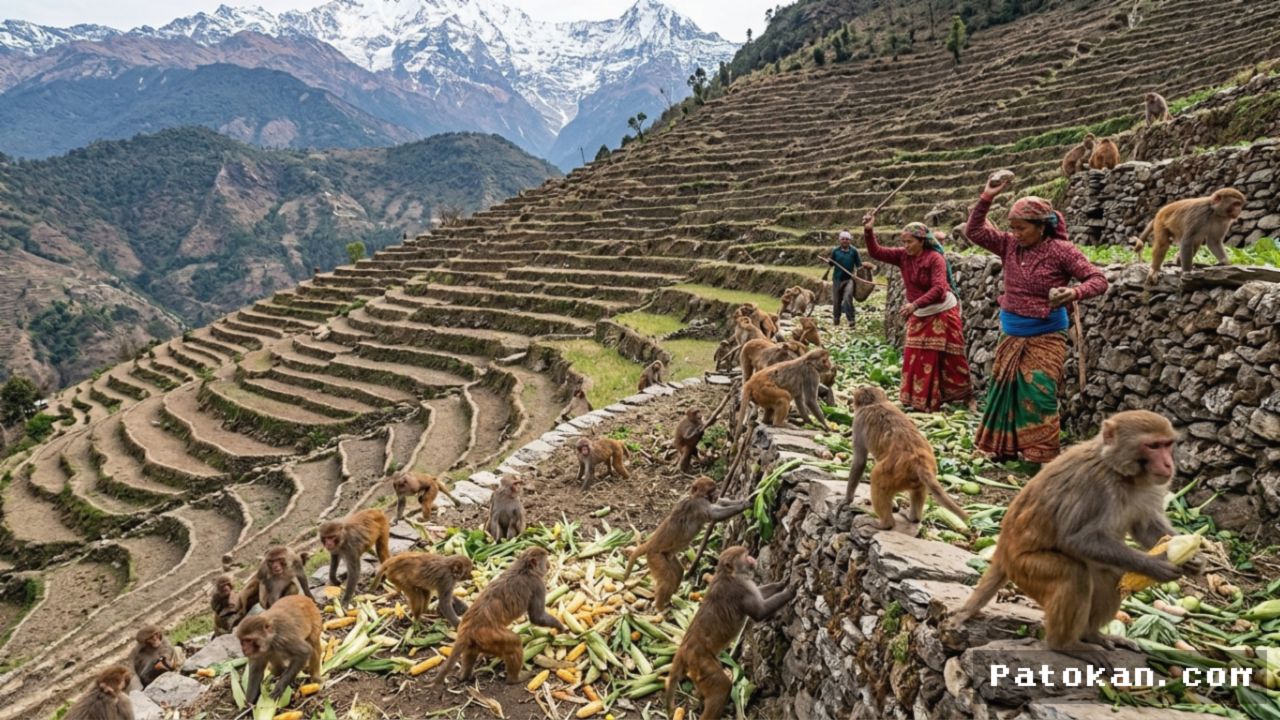 NEPAL — Populasi Kera Macaque Ancam Ketahanan Pangan Terasering Himalaya