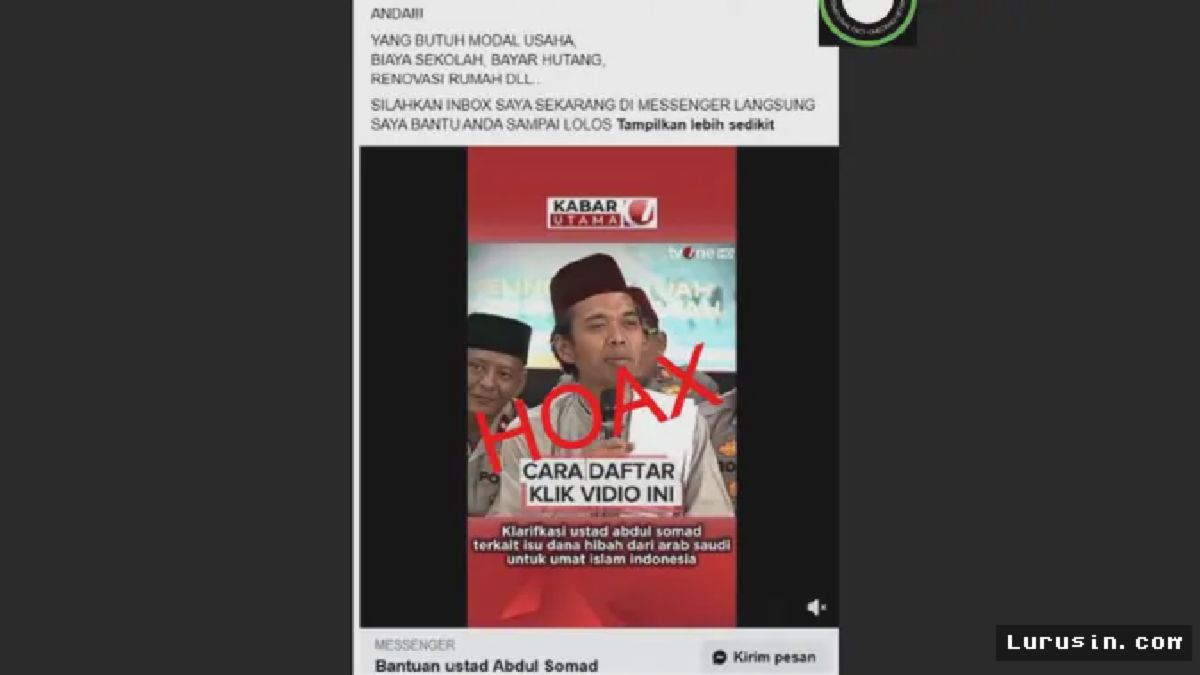 Video Manipulasi Ustaz Abdul Somad Soal Hibah Arab Saudi Dipastikan Hoaks