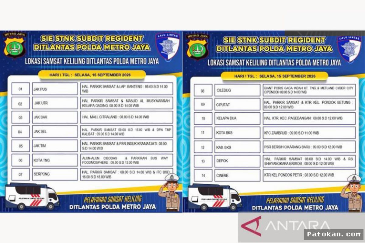 Polda Metro Jaya Buka Layanan Samsat Keliling di 14 Lokasi Jadetabek