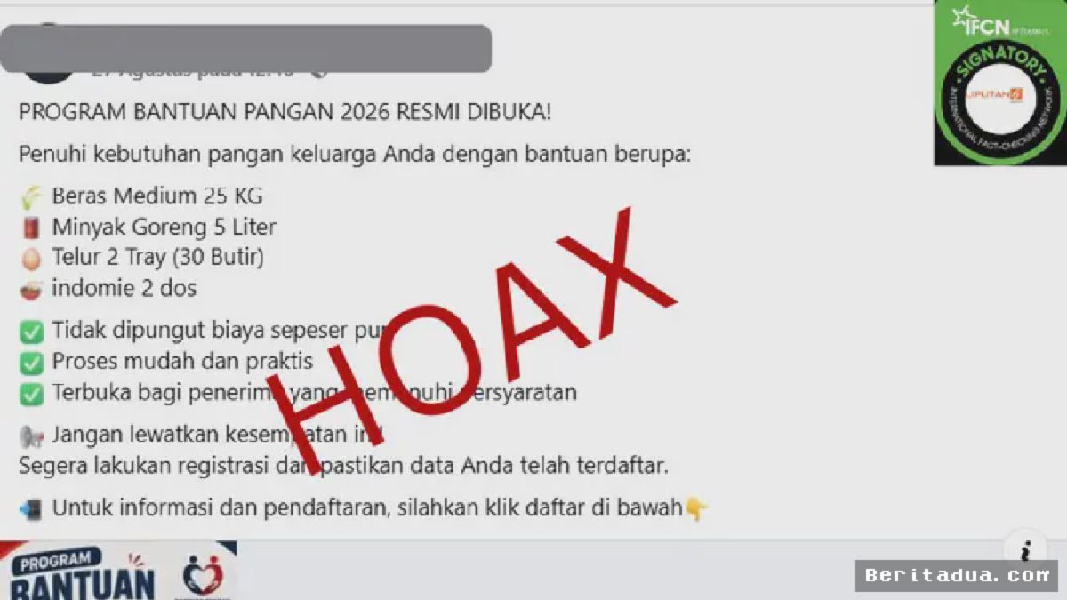 JAKARTA — Link Pendaftaran Program Bantuan Pangan 2026 Dipastikan Hoaks