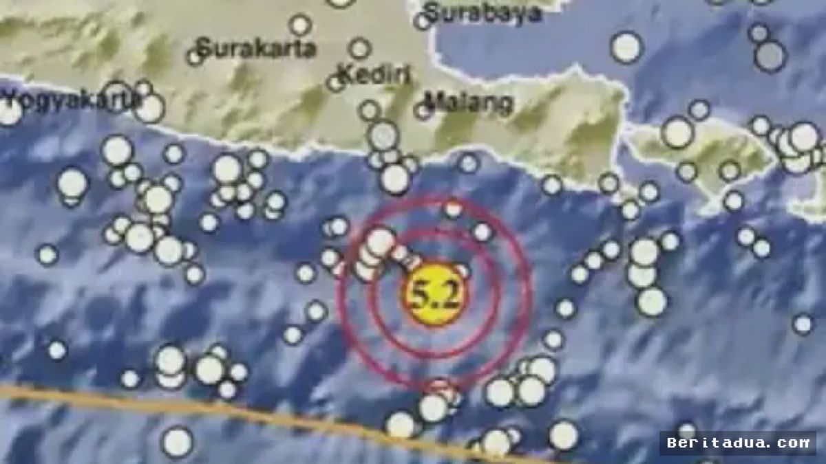 MALANG — Gempa Magnitudo 5,2 Guncang Pesisir Selatan Jawa Timur