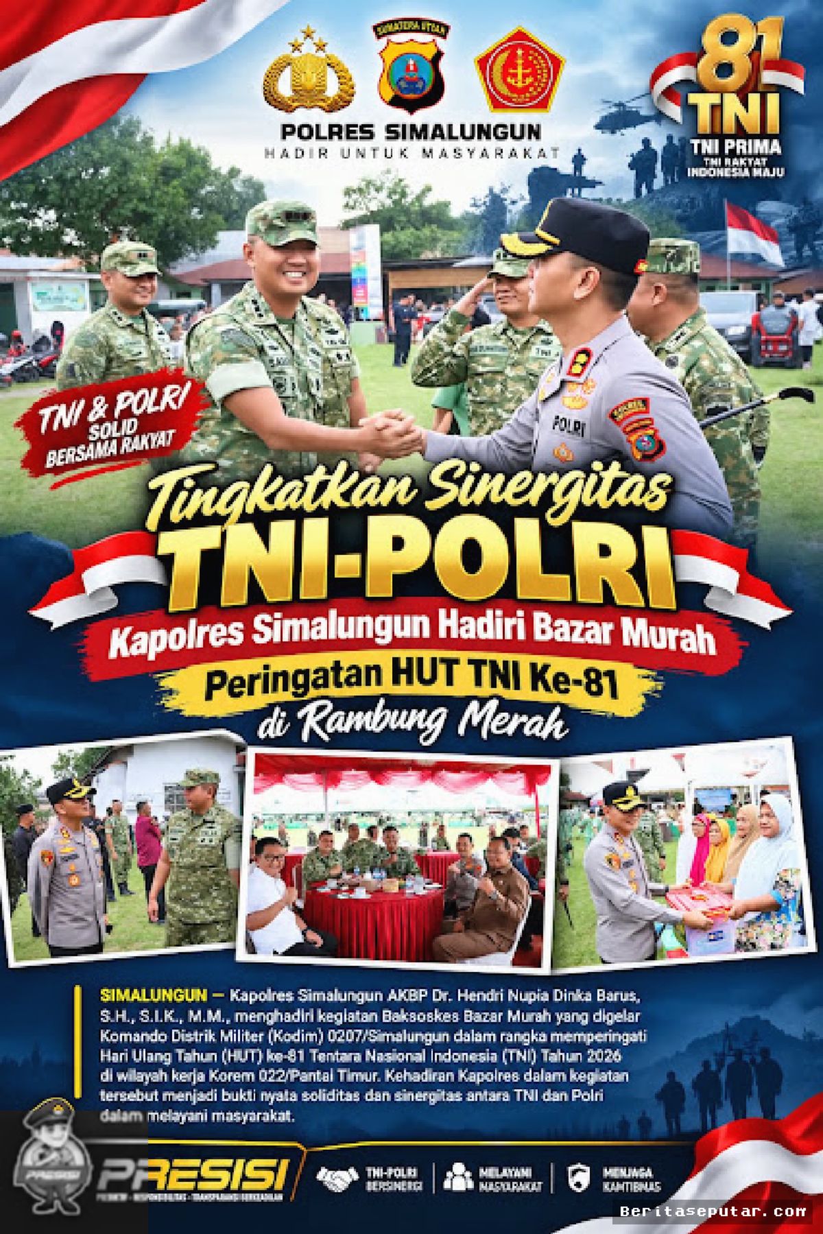 Kapolres Simalungun Hadiri Bazar Murah HUT TNI Ke-81