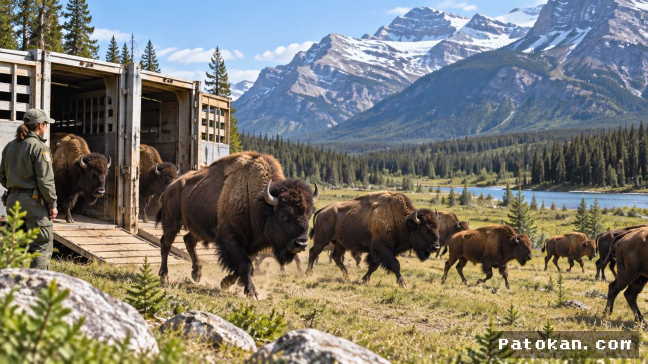BANFF — Reintroduksi Bison di Kanada Sukses Tingkatkan Populasi Secara Pesat