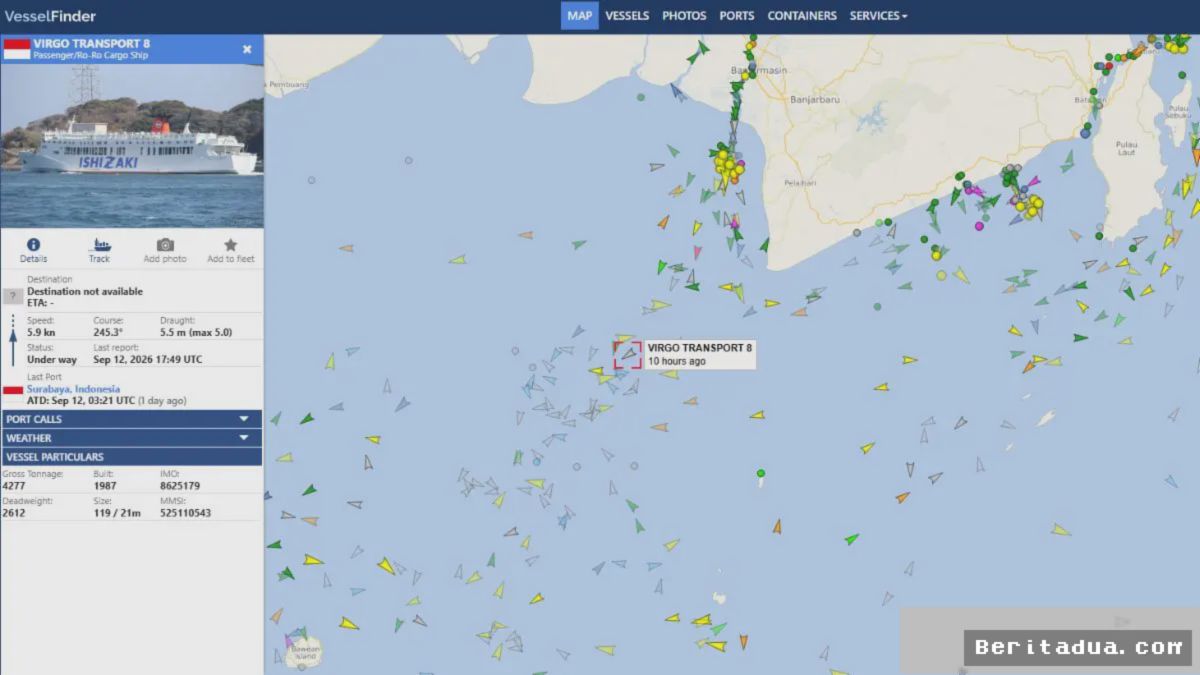 KM Virgo Transport 8 Hilang Kontak di Perairan Laut Jawa