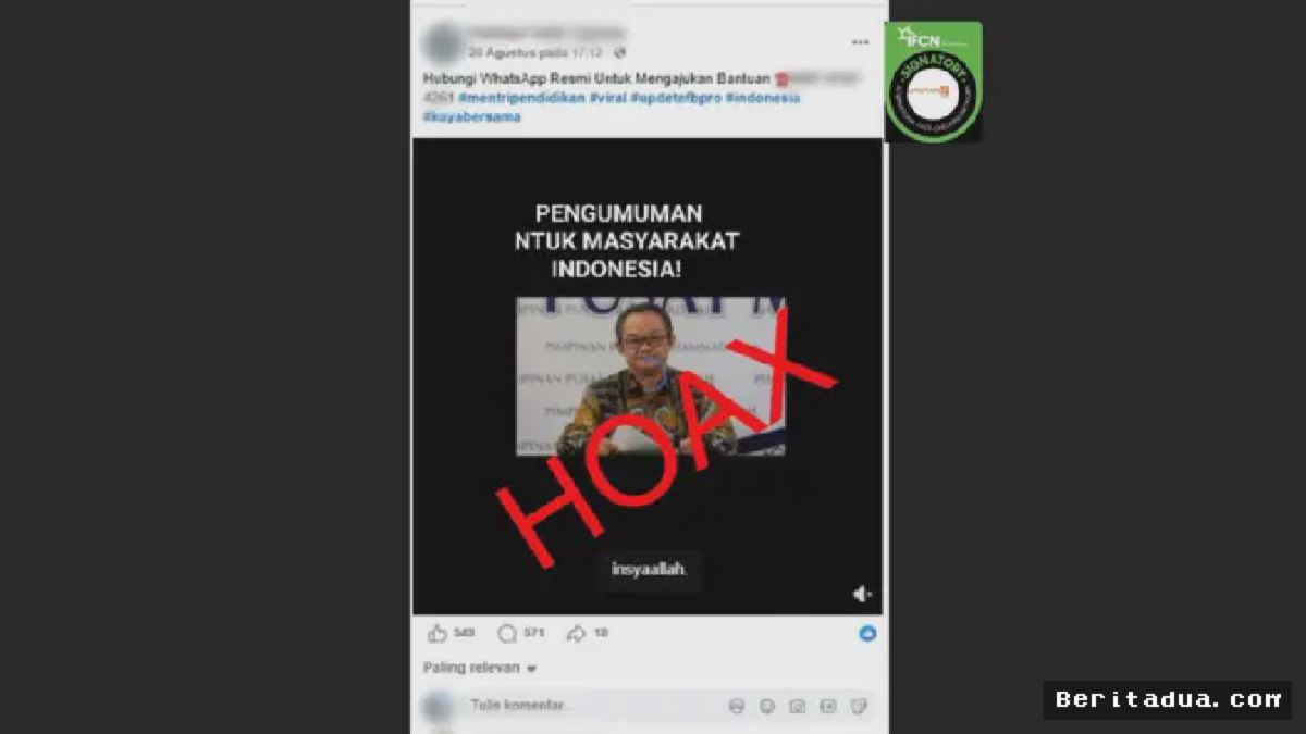 Hoaks Video Mendikdasmen Abdul Mu'ti Bagikan Bantuan WhatsApp Terbongkar