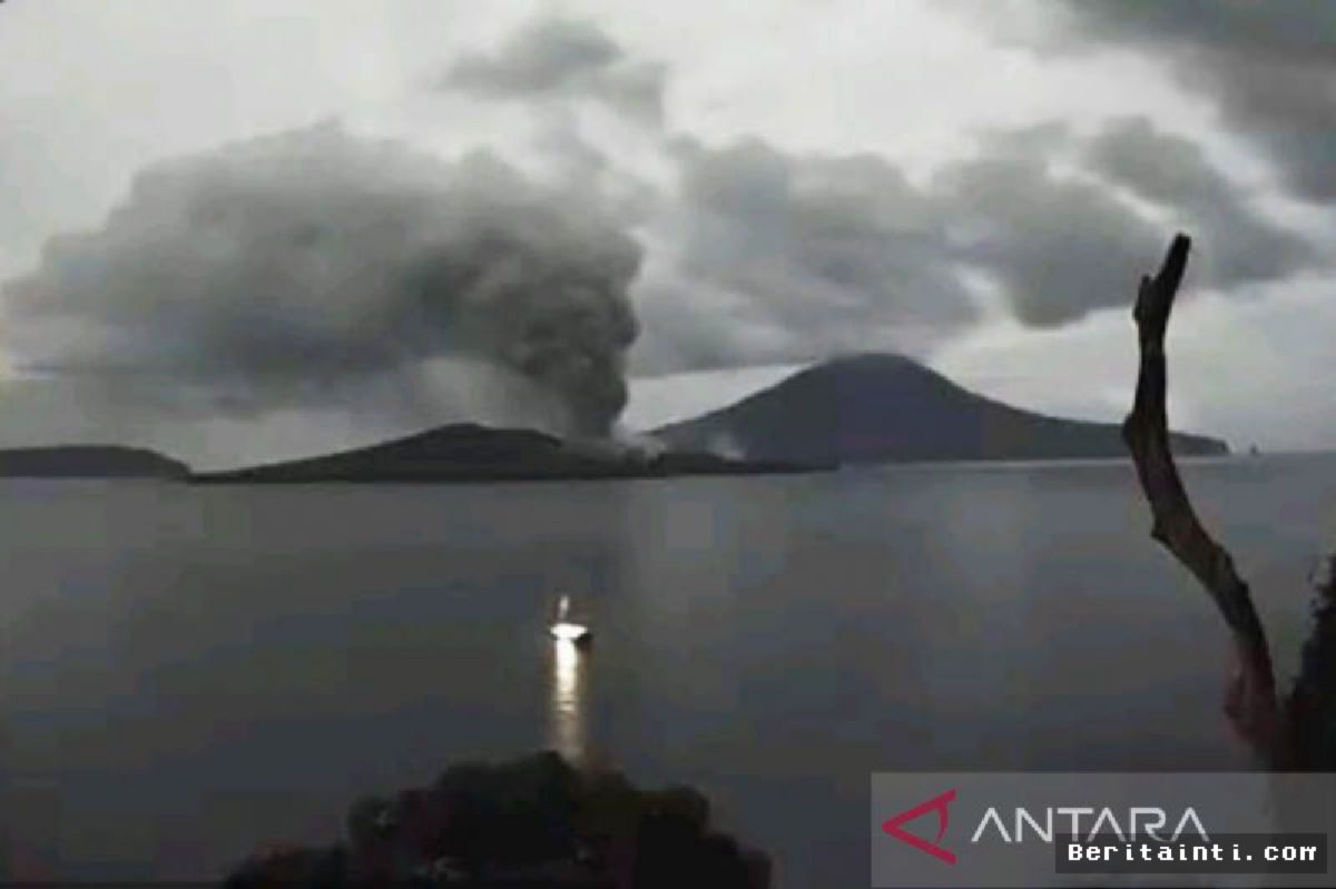 Lampung — Erupsi Anak Krakatau Kelabukan Vegetasi Pulau Sertung