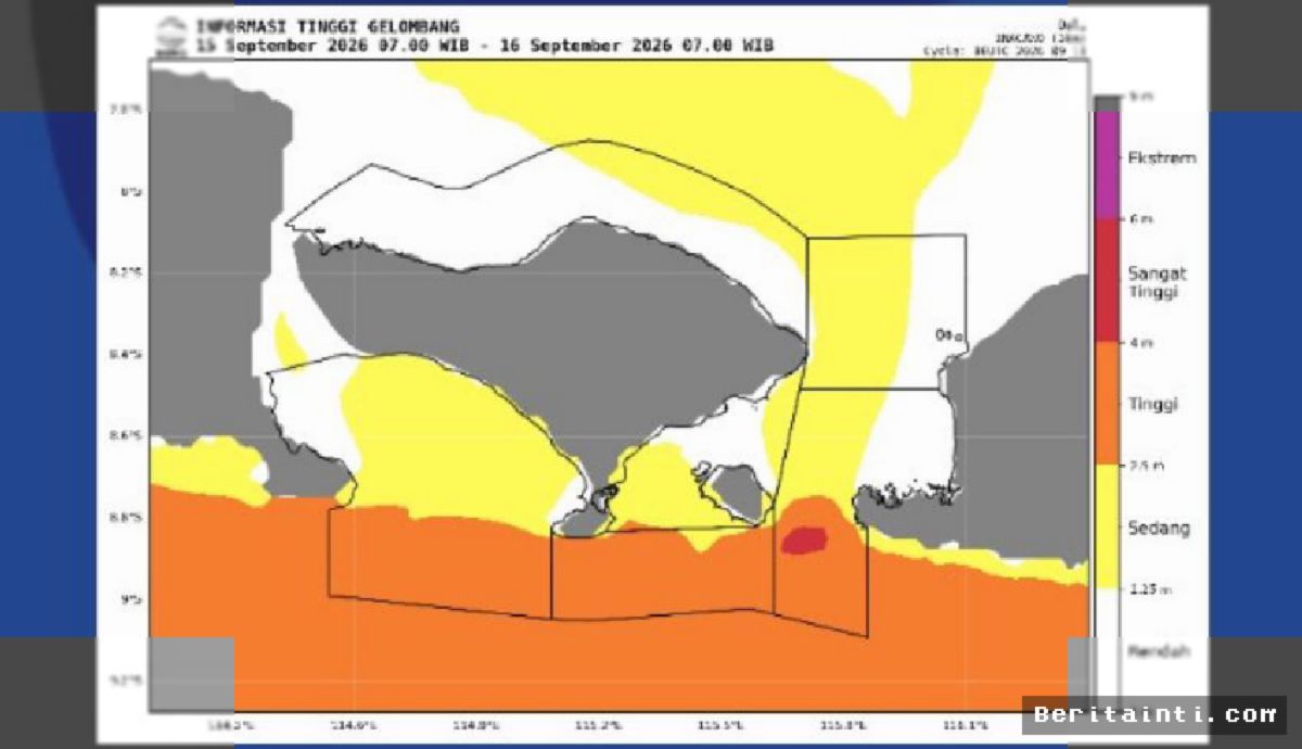 BMKG Peringatkan Gelombang Tinggi Empat Meter Terjang Perairan Selatan Bali