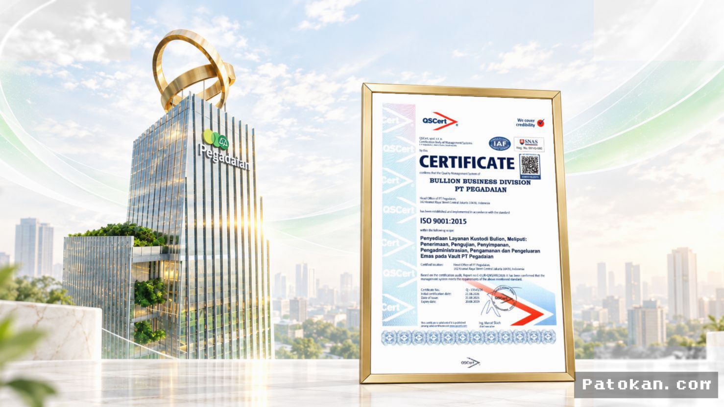 PEGADAIAN — Pegadaian Raih Sertifikasi ISO 9001:2015 Perkuat Keamanan Kustodi