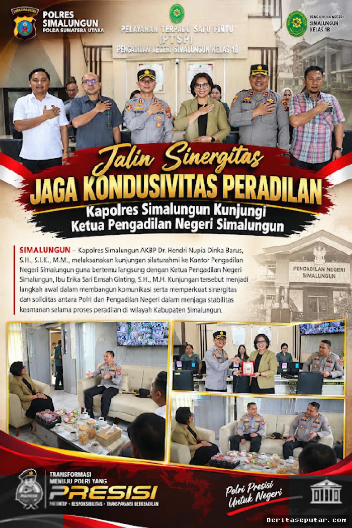 Kapolres Simalungun Silaturahmi ke Ketua Pengadilan Negeri