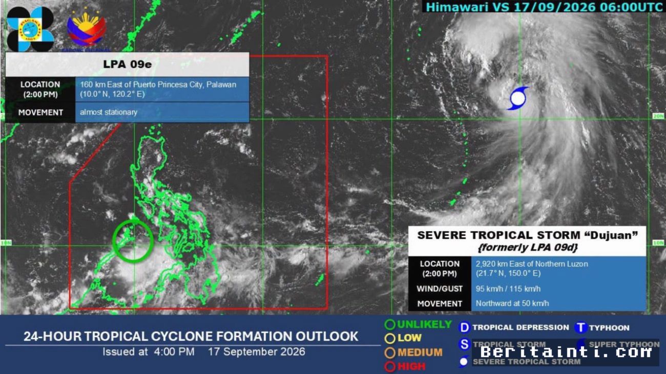 FILIPINA — Area Tekanan Rendah Palawan Picu Hujan Lebat di Tiga Region