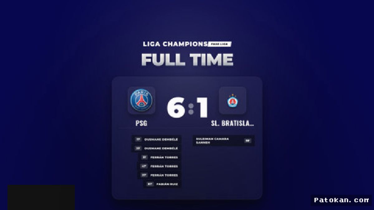 PSG Bantai Slovan Bratislava 6-1 pada Laga Pembuka Liga Champions