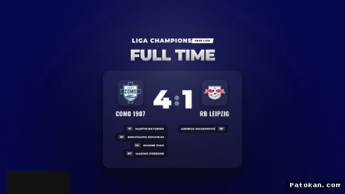Como 1907 Bantai RB Leipzig 4-1 di Laga Pembuka Liga Champions