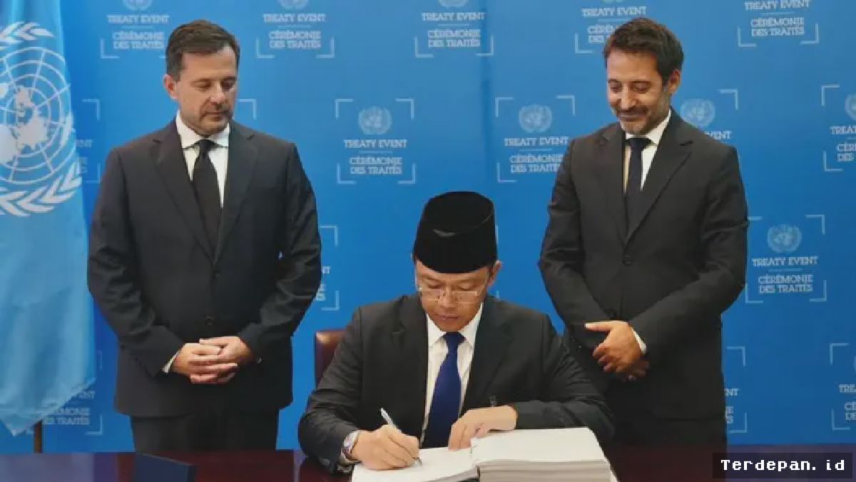 New York — Menteri Luar Negeri Sugiono resmi menandatangani United Nations Convention