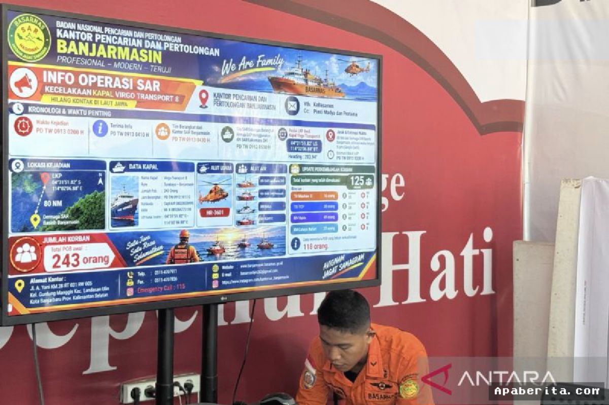 KSOP Banjarmasin Dirikan Posko Darurat Tangani Insiden Kapal Virgo Transport 8