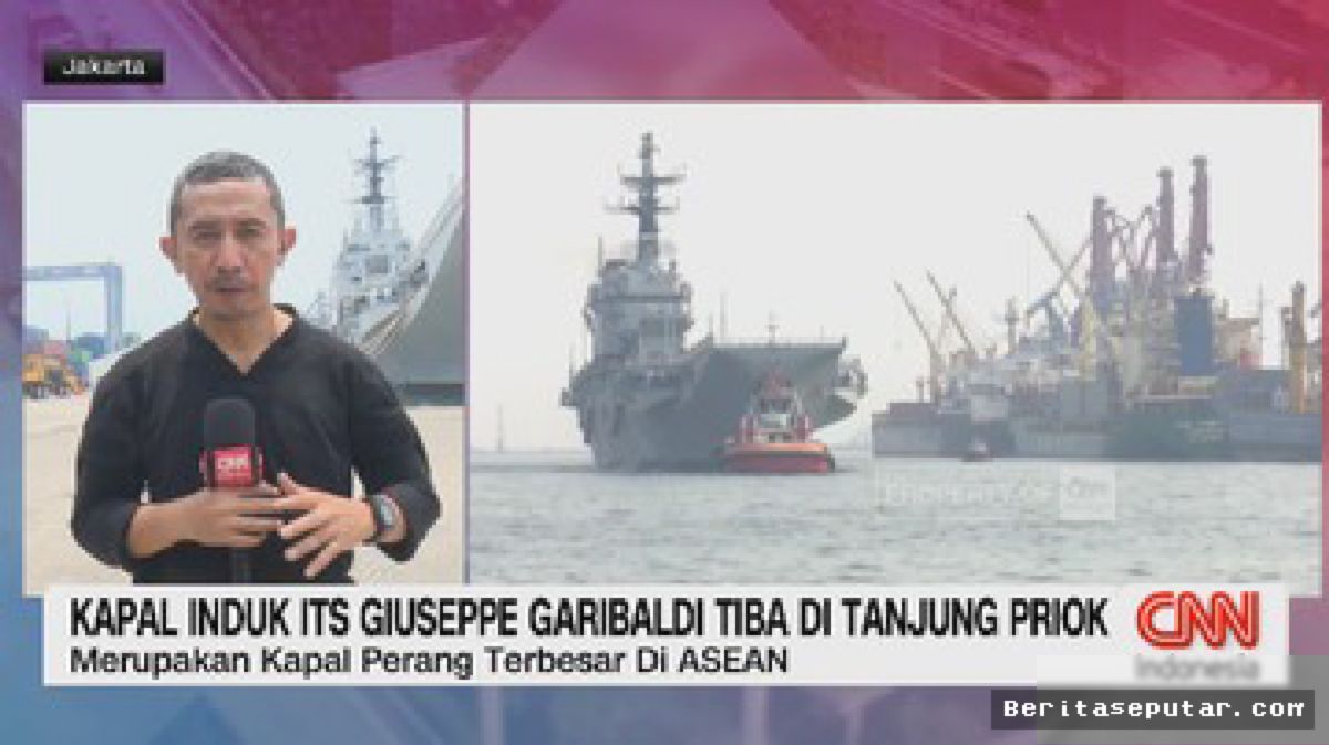 Kapal Induk Italia ITS Giuseppe Garibaldi Resmi Bersandar di Tanjung Priok