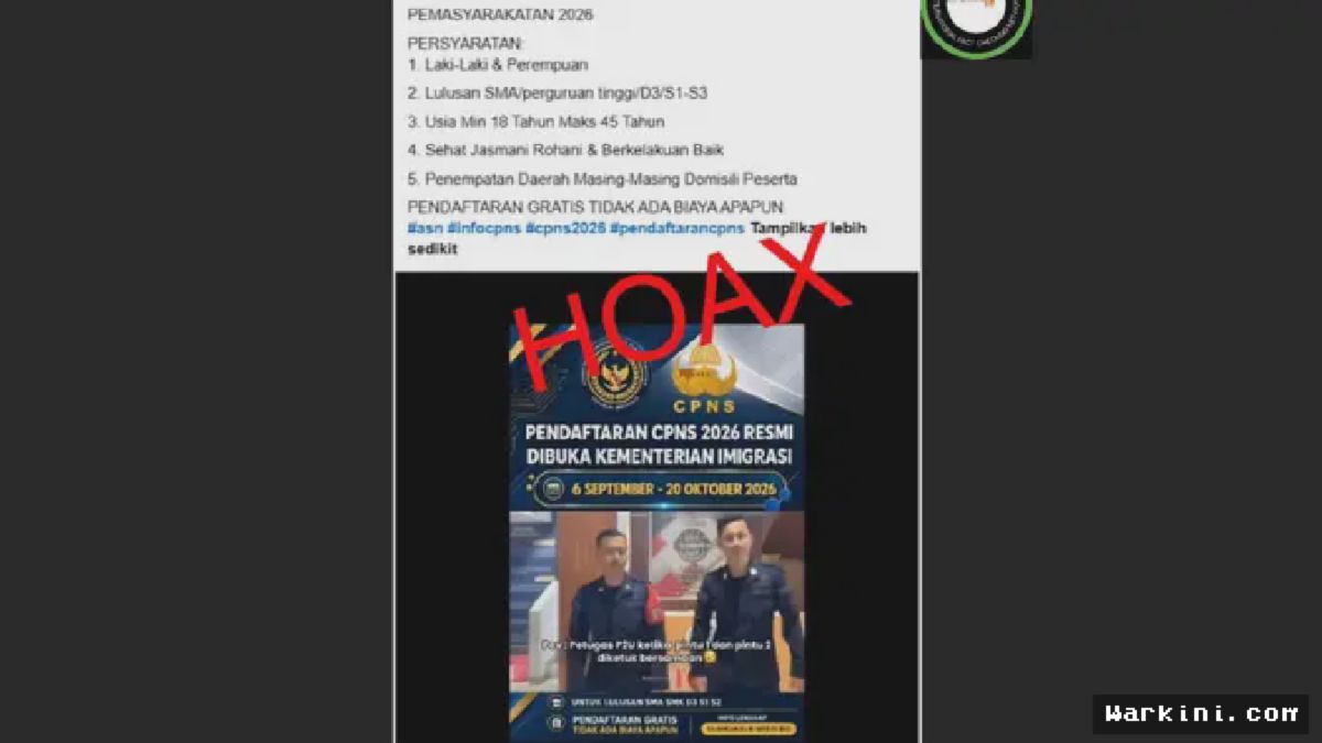 Hoaks Pendaftaran CPNS Kementerian Imigrasi Pemasyarakatan Beredar di Medsos