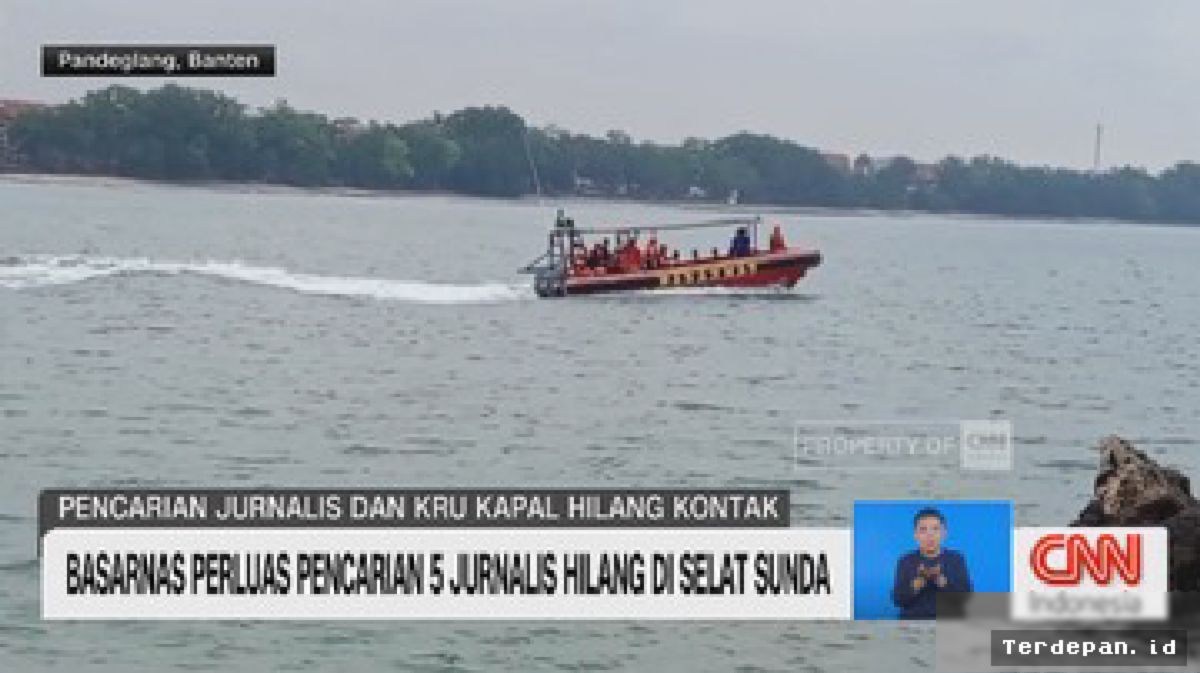 Basarnas Perluas Area Pencarian Lima Jurnalis di Selat Sunda
