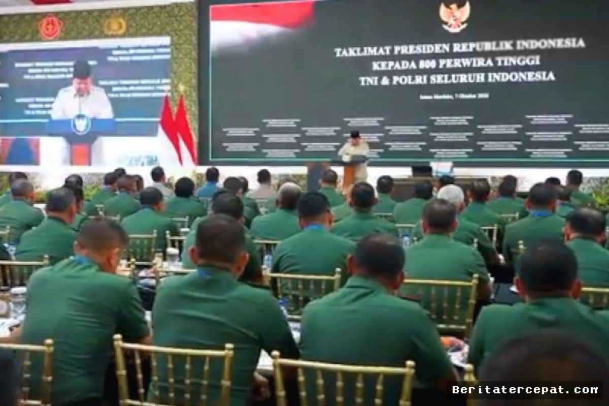Presiden Prabowo Beri Taklimat kepada 800 Perwira Tinggi TNI-Polri