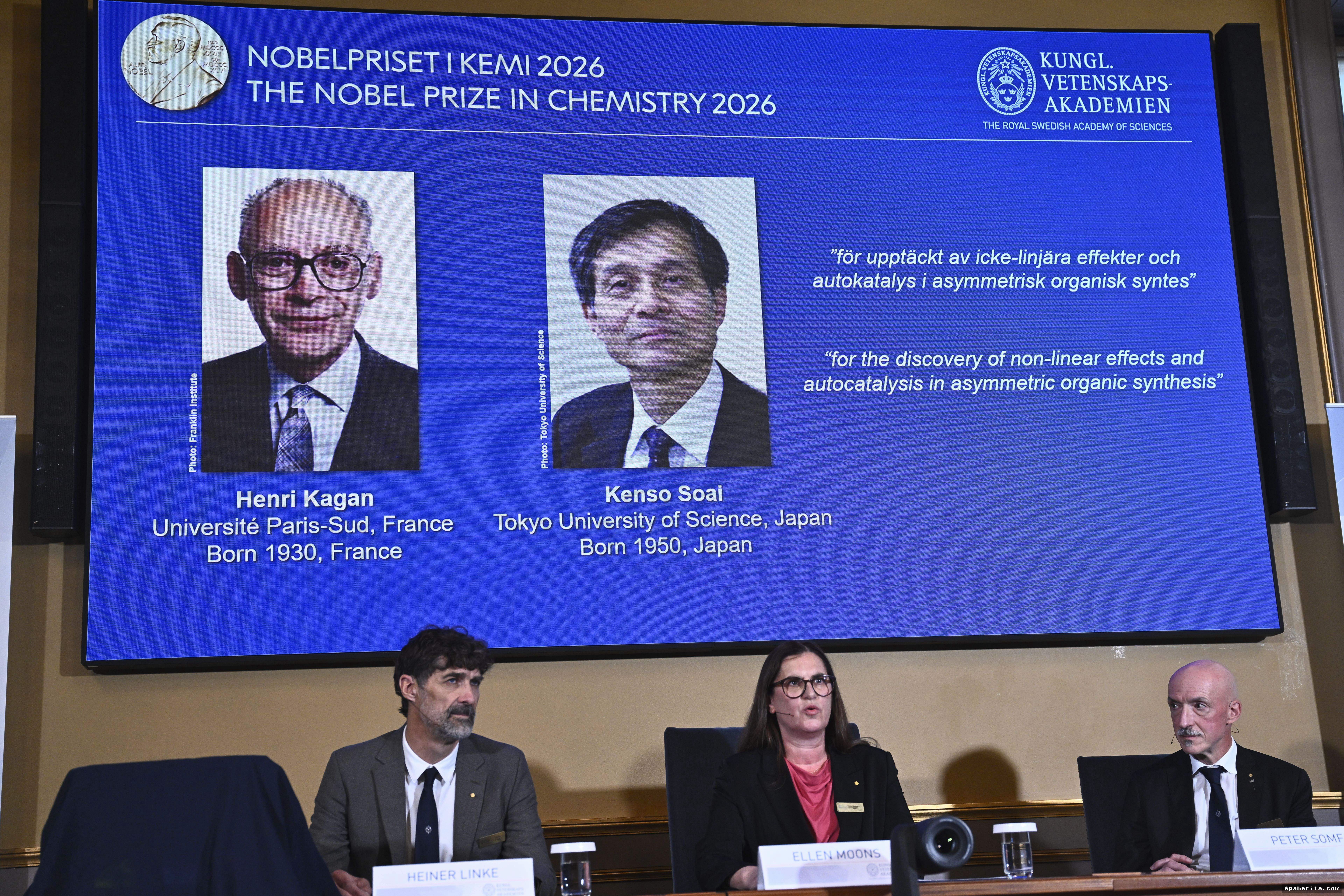Nobel Kimia Dianugerahi Kagan dan Soai
