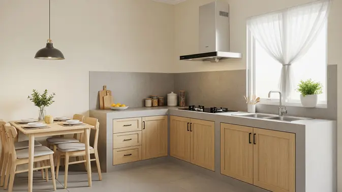Rumah Type 45 dengan Dapur Terbuka Anti Asap, Desain L-nya Auto Efisien