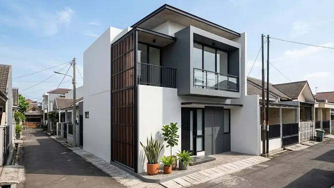 Rumah Kotak Minimalis Modern: Desain 2 Lantai untuk Lahan 3 Meter