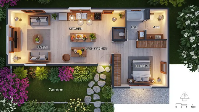 Denah Rumah Sederhana Dapur Terbuka, Konsep Viral yang Worth It Banget