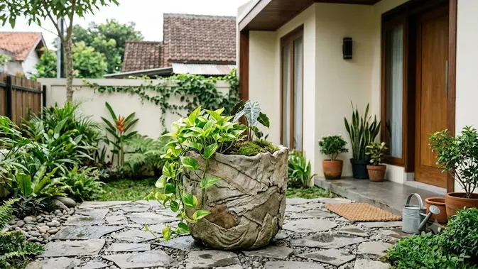 Sulap Kain Bekas Jadi Pot Estetik Modal Semen, Gampang Parah!