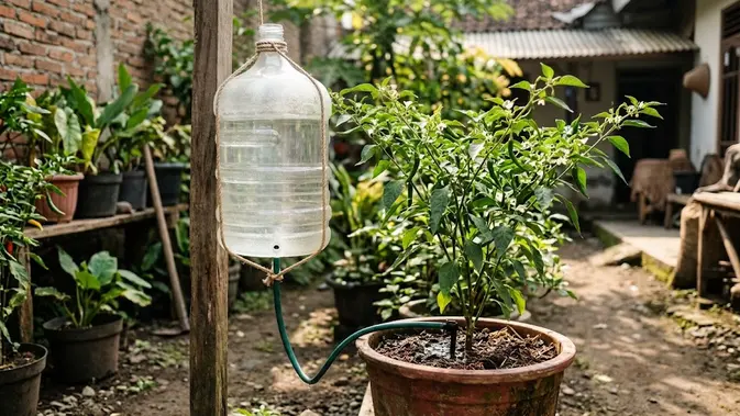 Jangan Buang Dulu! Irigasi Tetes dari Galon Bekas Selamatkan Cabai di Musim Kemarau