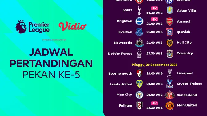 Liga Inggris 2026/27: Nonton di Vidio, Gas Pol!