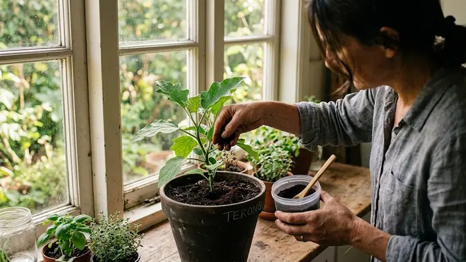 Ampas Kopi Dibuang Sayang! Bikin Pupuk Terong Gampang dan Hemat
